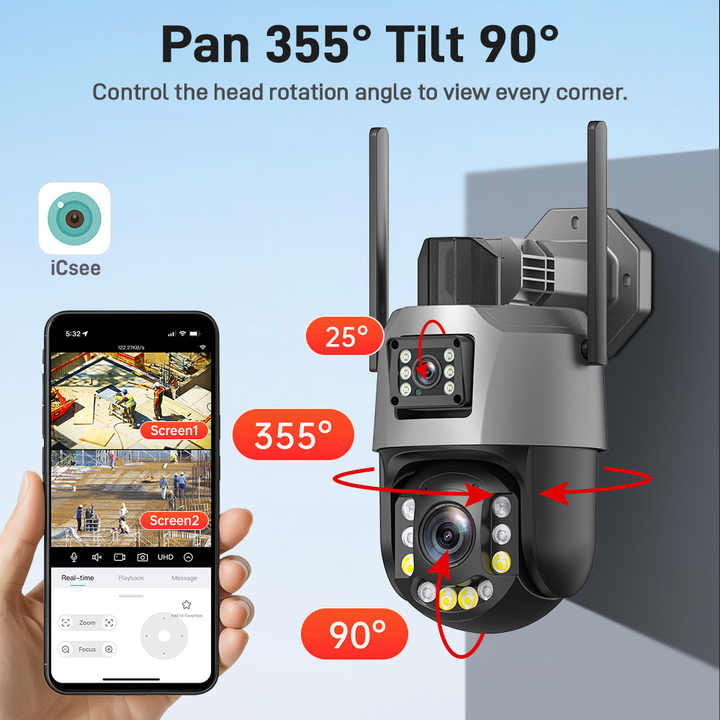 Merchills 4G Solar PTZ CCTV Camera – Dual-Lens, Auto-Tracking, 24/7 Video Monitoring, NAS-Ready Outdoor Security for Farms, Airports & Highways with 3-Year Warranty