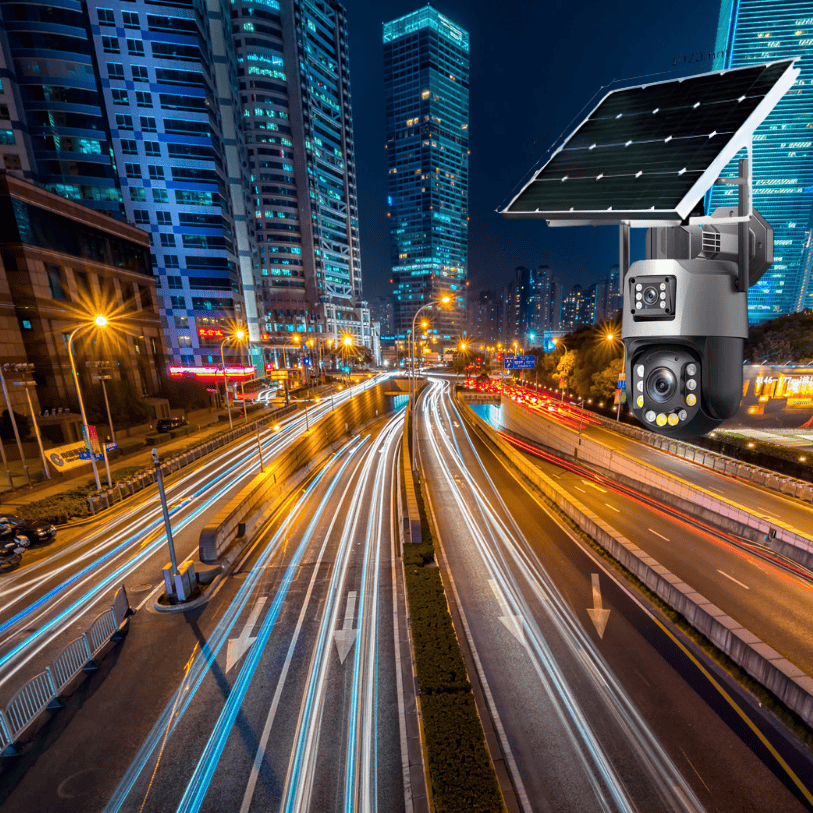 Merchills 4G Solar PTZ CCTV Camera – Dual-Lens, Auto-Tracking, 24/7 Video Monitoring, NAS-Ready Outdoor Security for Farms, Airports & Highways with 3-Year Warranty